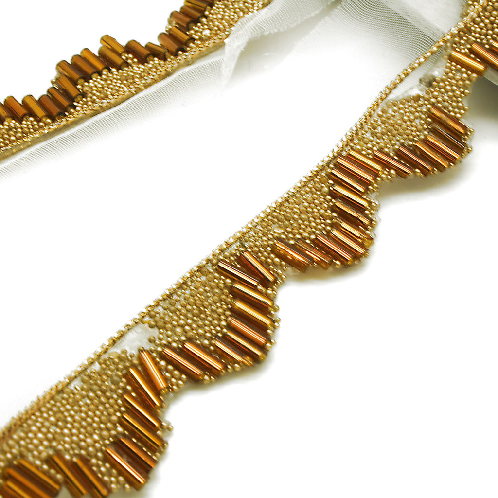 BRONZE GOLD WAVE BEADED EDGING TRIM - sarahi.NYC