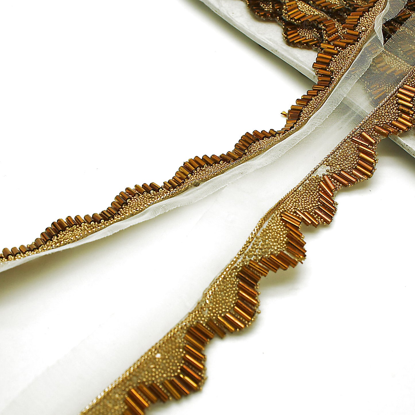 BRONZE GOLD WAVE BEADED EDGING TRIM - sarahi.NYC