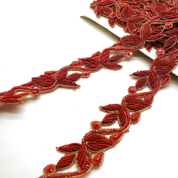 RED GOLD FLORAL TRIM - sarahi.NYC