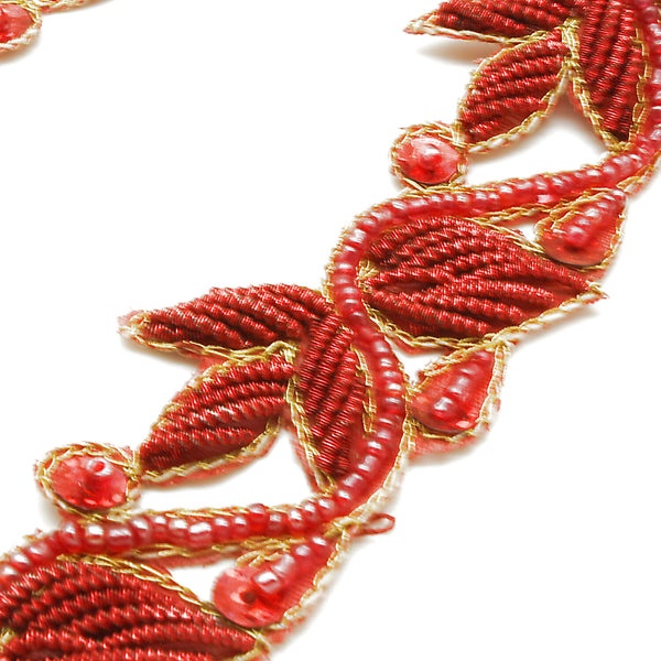 RED GOLD FLORAL TRIM - sarahi.NYC