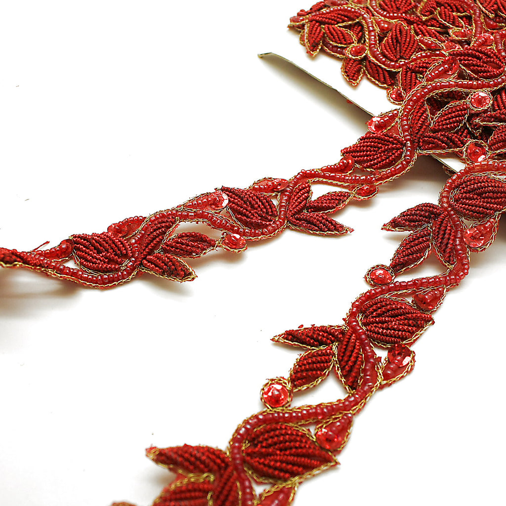 DEEP RED SEQUIN TRIM - sarahi.NYC