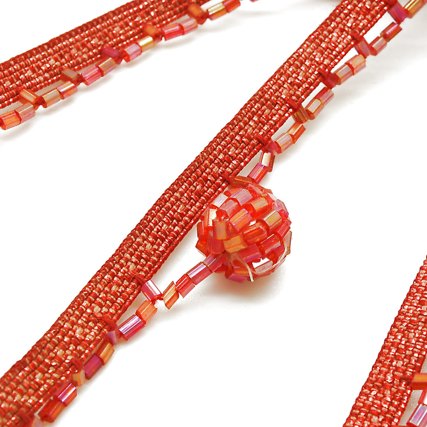 RED BEADED FRINGE TRIM - sarahi.NYC