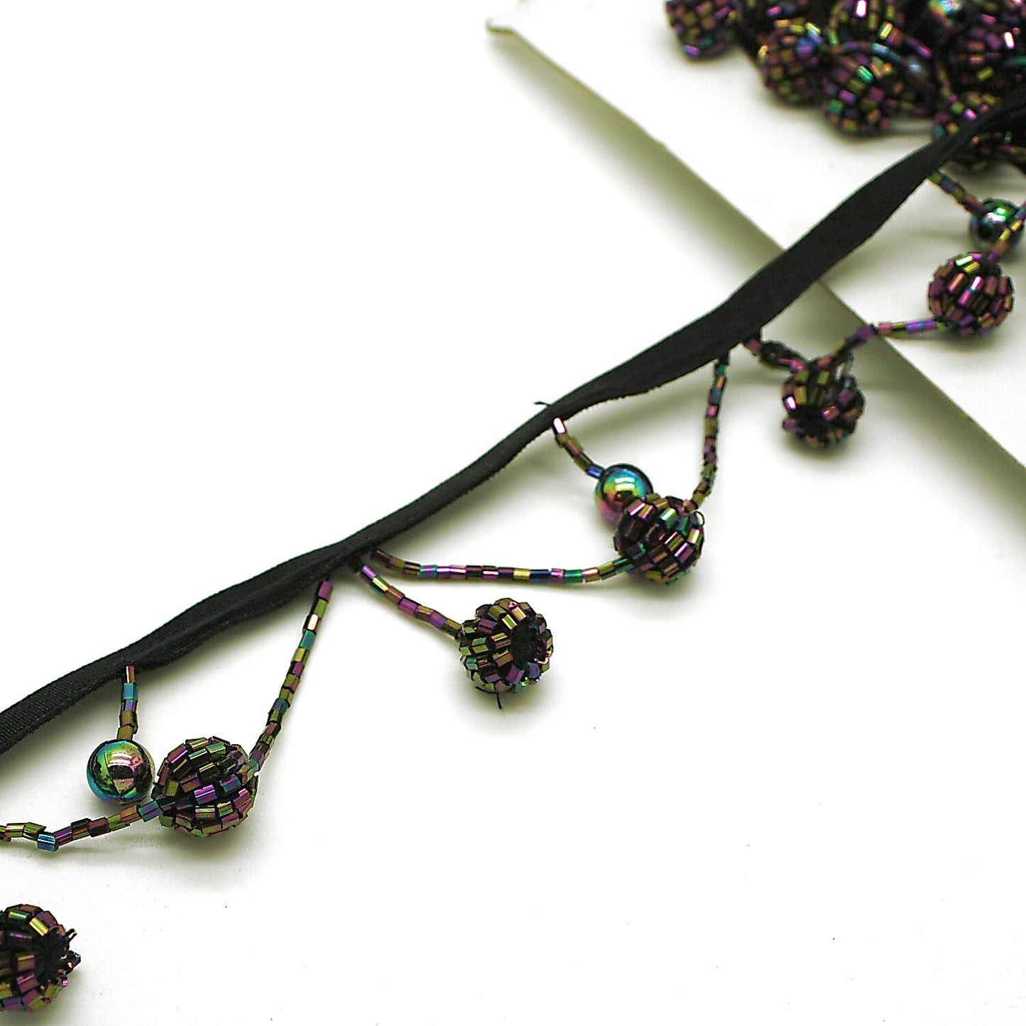 PURPLE BEADED FRINGE TRIM - sarahi.NYC