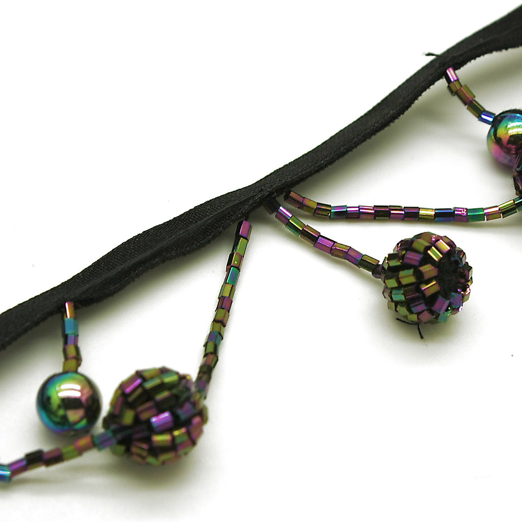 PURPLE BEADED FRINGE TRIM - sarahi.NYC
