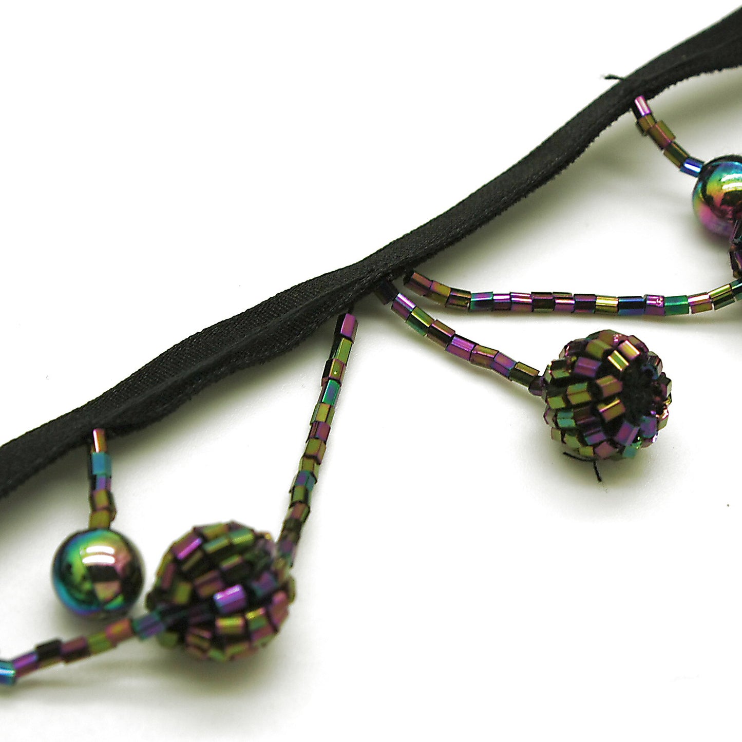 PURPLE BEADED FRINGE TRIM - sarahi.NYC