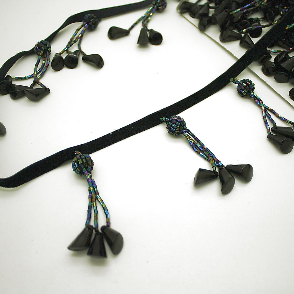 BLACK BEADED FRINGE TRIM - sarahi.NYC