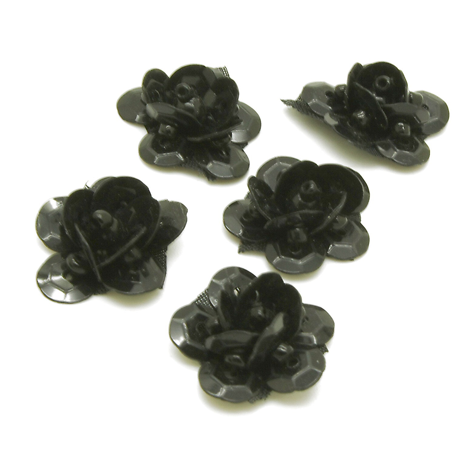 BLACK SEQUIN FLOWER  MOTIFS - Pack of 20 - sarahi.NYC