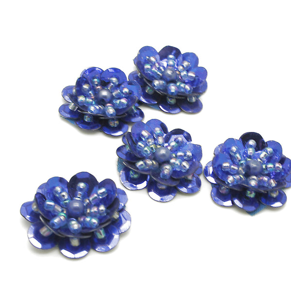 BLUE SEQUIN FLOWER PACK 5 - sarahi.NYC