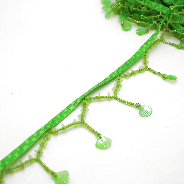 LIME GREEN BEADED FRINGE - sarahi.NYC