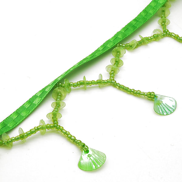 LIME GREEN BEADED FRINGE - sarahi.NYC