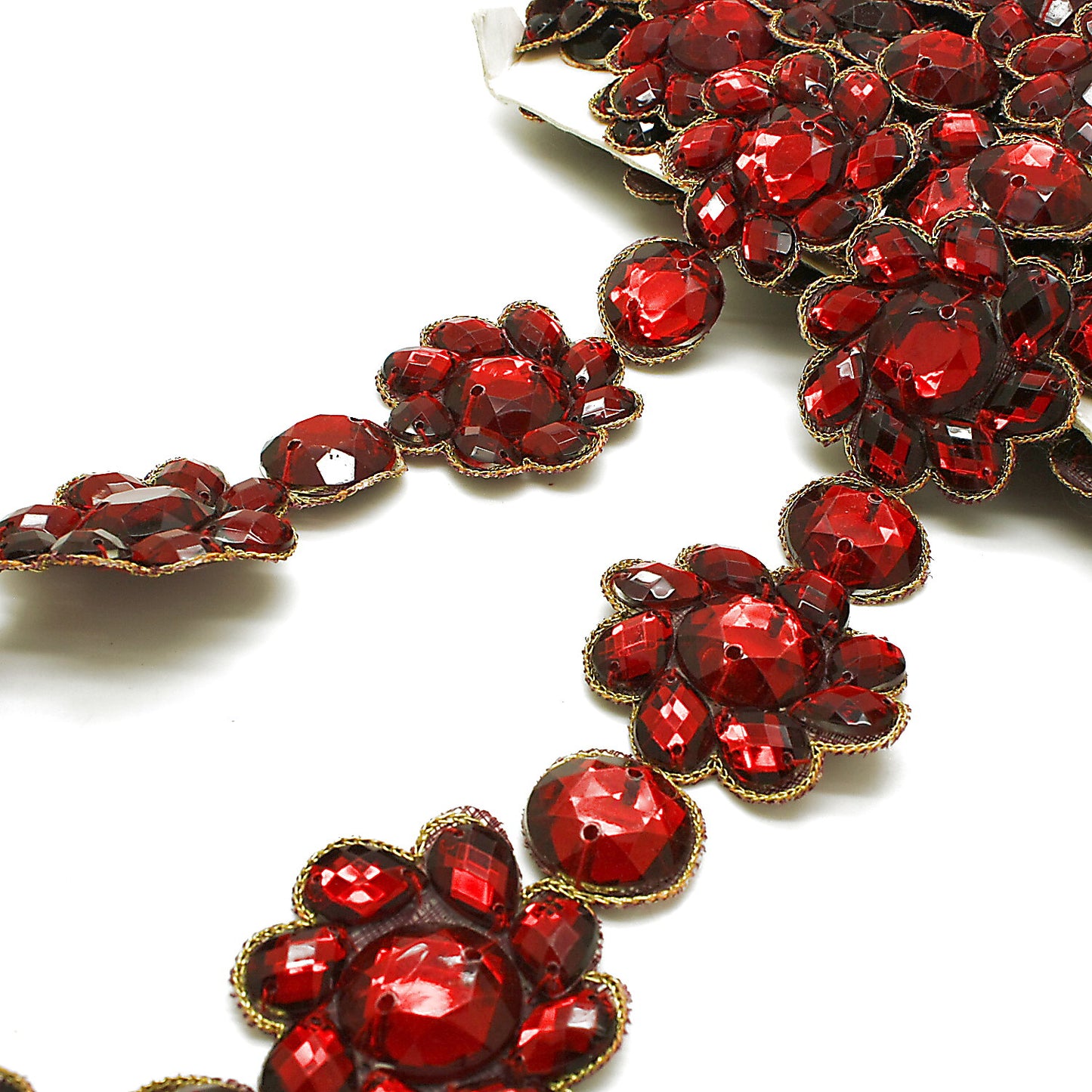 MAROON RHINESTONE FLOWER TRIM - sarahi.NYC