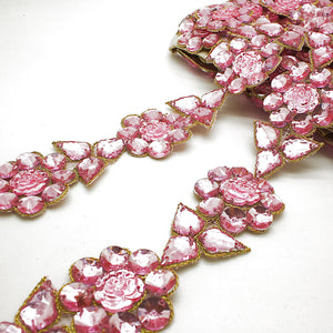 LIGHT PINK RHINESTONE ROSE TRIM - sarahi.NYC