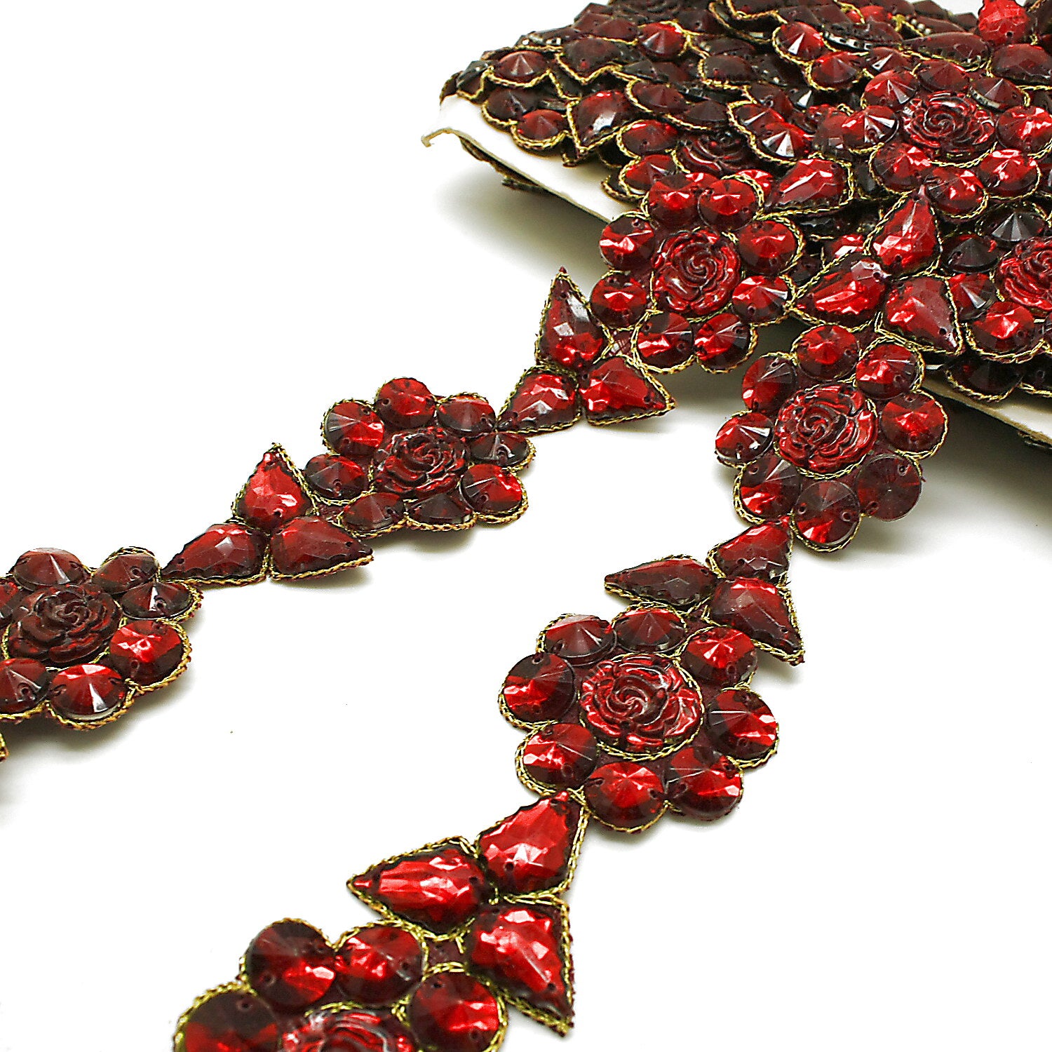 MAROON RHINESTONE ROSE TRIM - sarahi.NYC