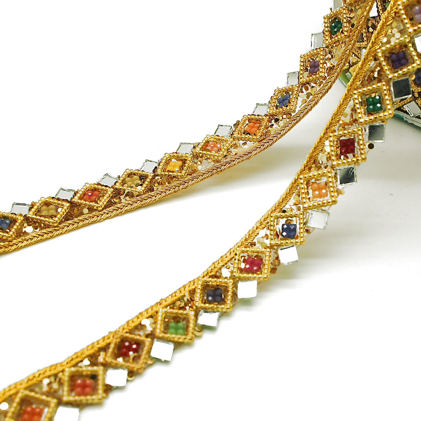 MULTICOLOR MIRROR STONE TRIM - sarahi.NYC