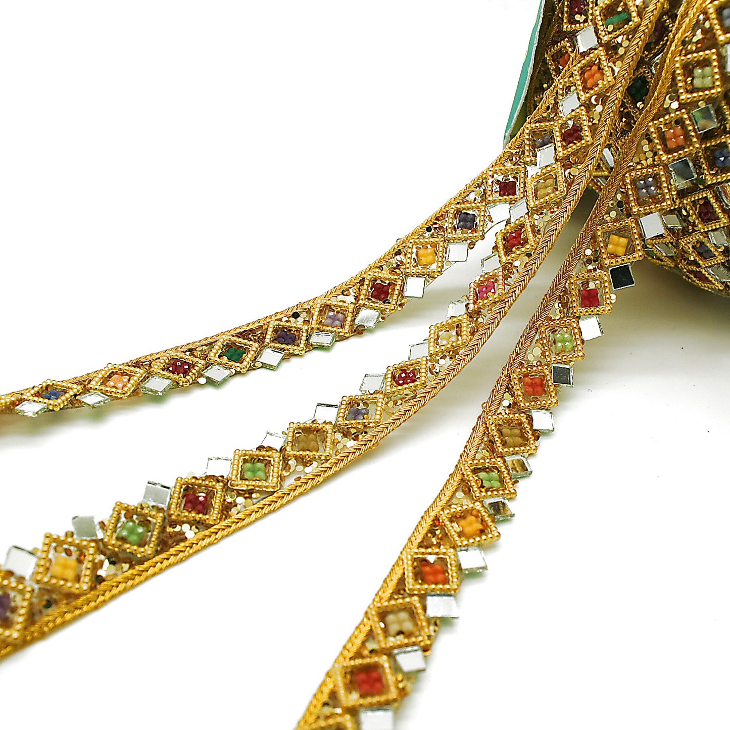 MULTICOLOR MIRROR STONE TRIM - sarahi.NYC