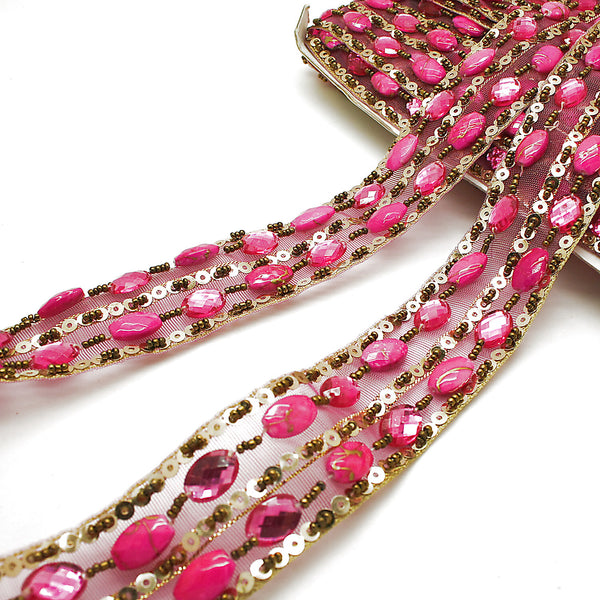 PINK RHINESTONE BEADED TRIM - sarahi.NYC