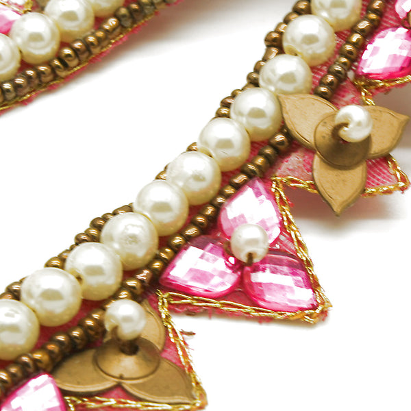 PINK ZIGZAG PEARL RHINESTONE TRIM - sarahi.NYC