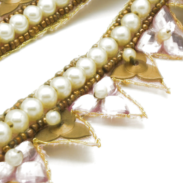 LIGHT PINK ZIGZAG PEARL RHINESTONE TRIM - sarahi.NYC