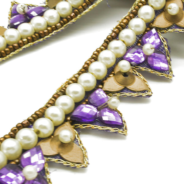 PURPLE  ZIGZAG PEARL RHINESTONE TRIM - sarahi.NYC