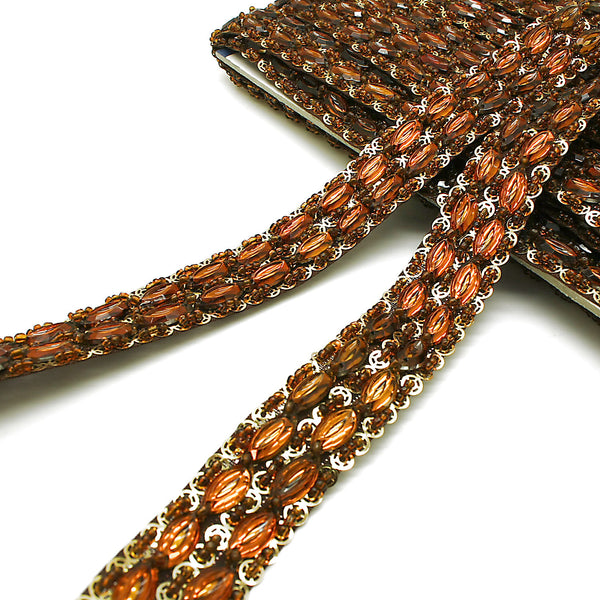 BROWN RHINESTONE TRIM - sarahi.NYC