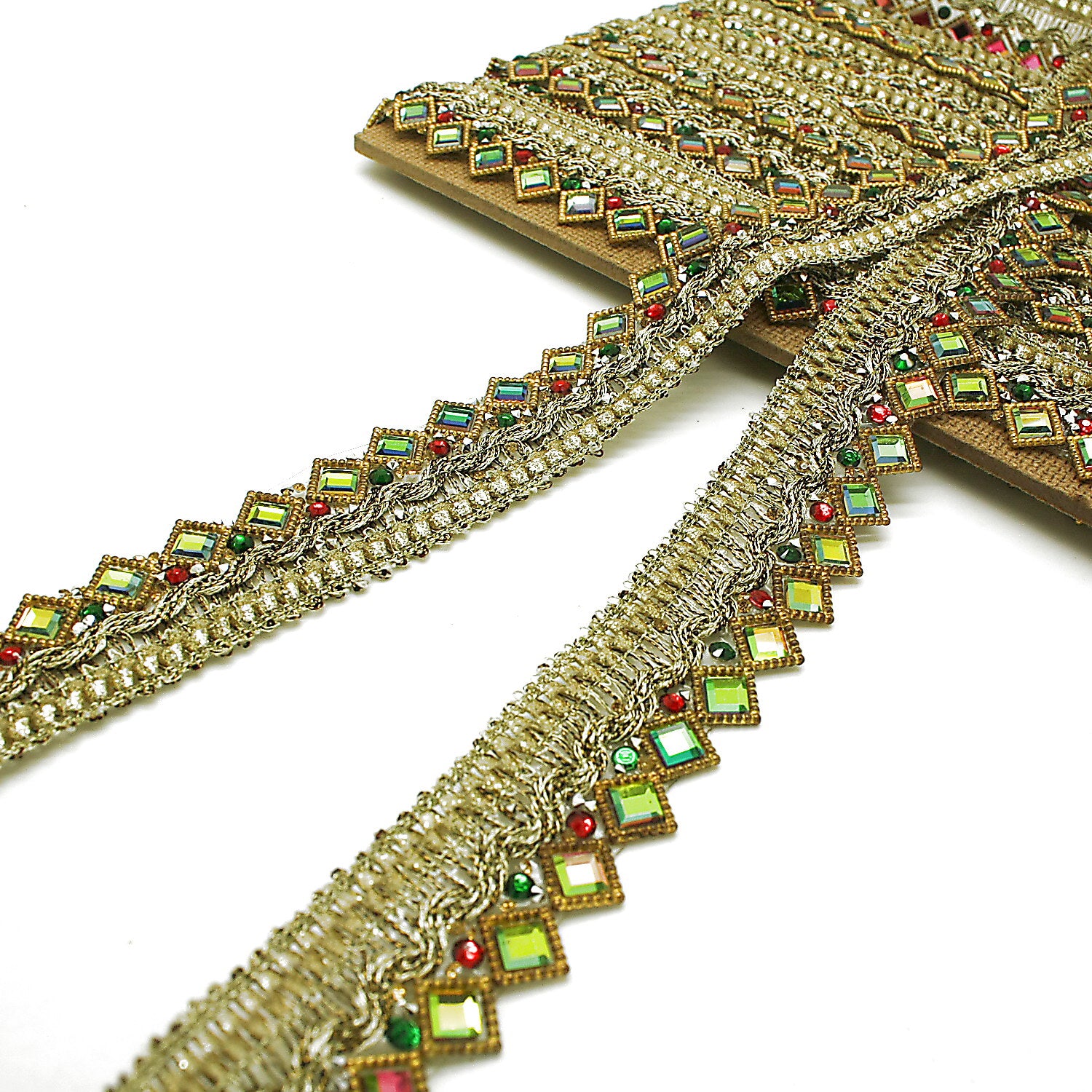 GOLD MULTICOLOR RHINESTON EDGING TRIM - sarahi.NYC