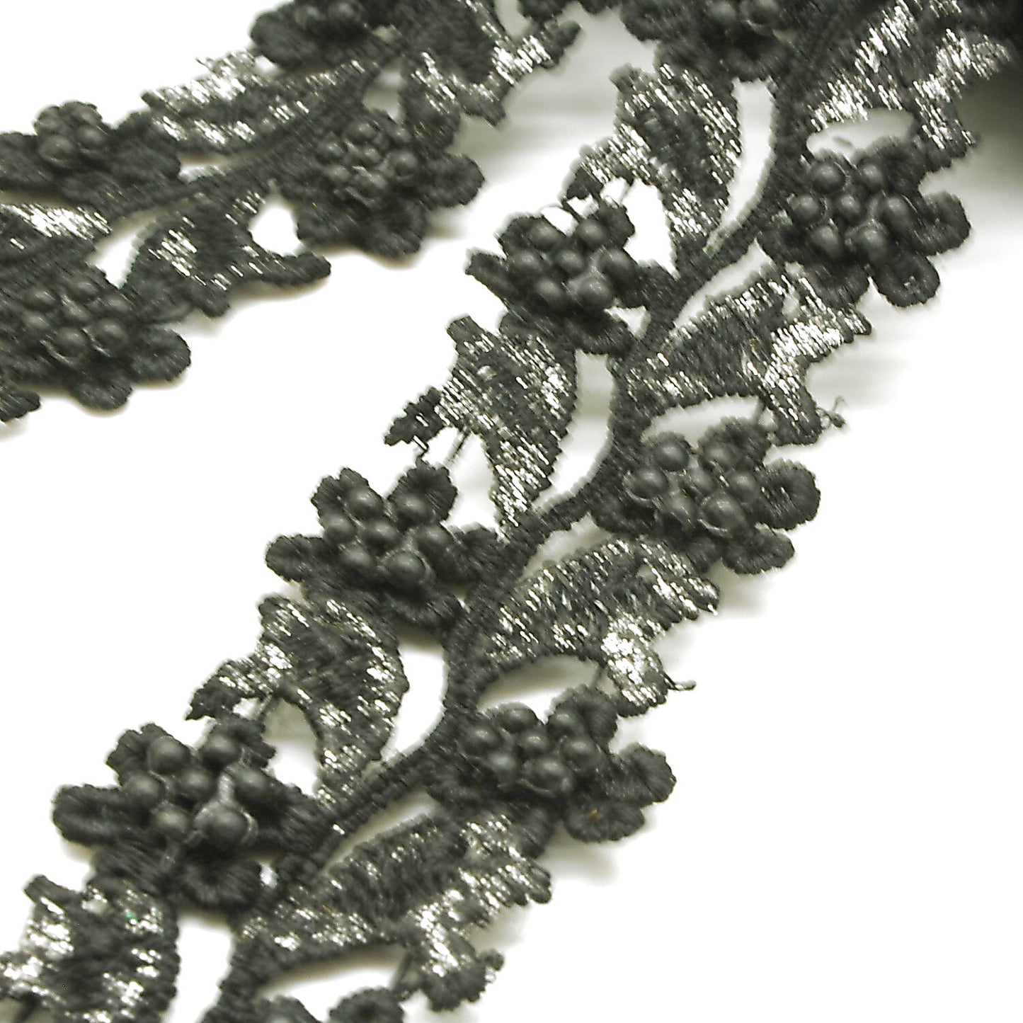 BLACK SILVER LACE TRIM - sarahi.NYC