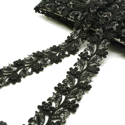 BLACK SILVER LACE TRIM - sarahi.NYC