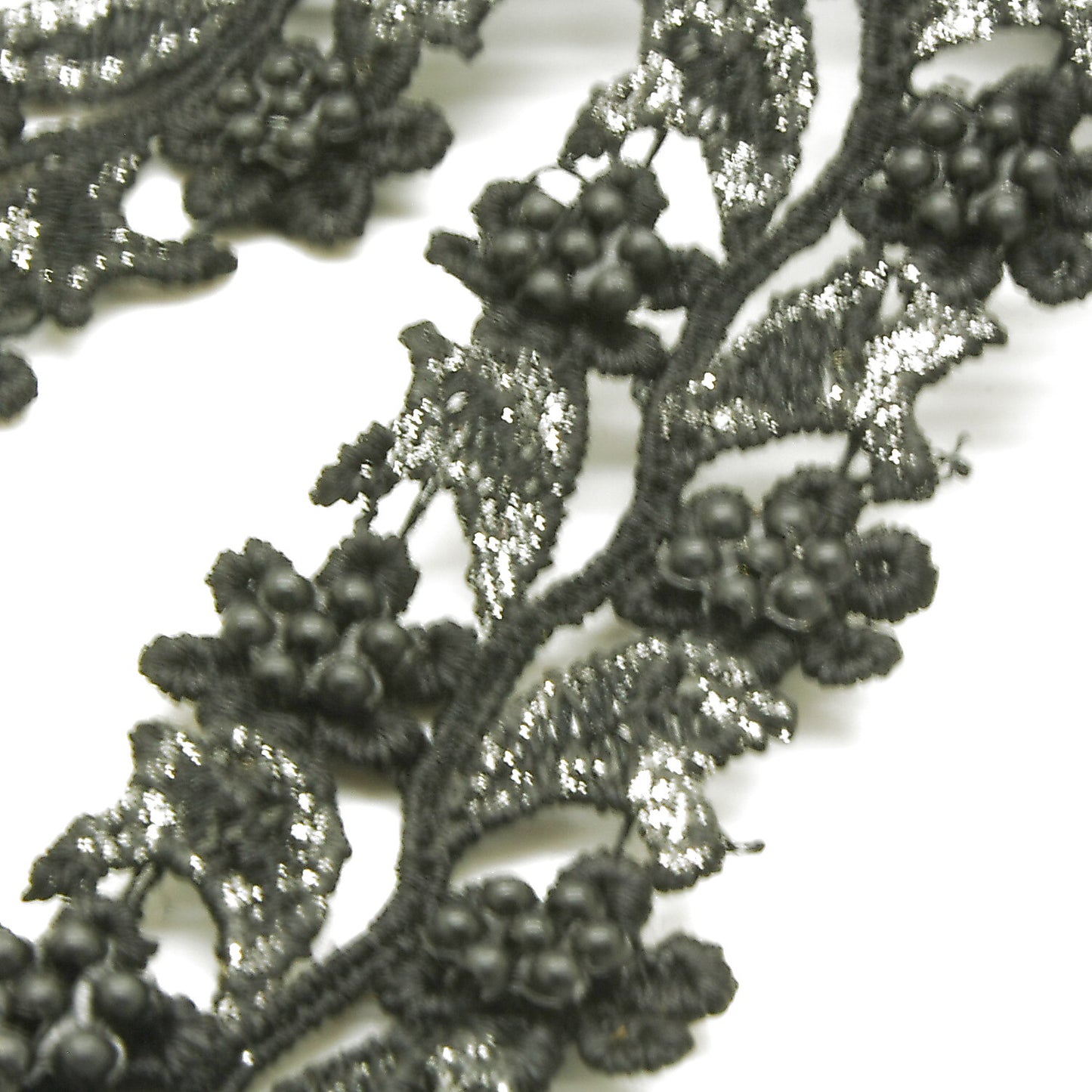 BLACK SILVER LACE TRIM - sarahi.NYC