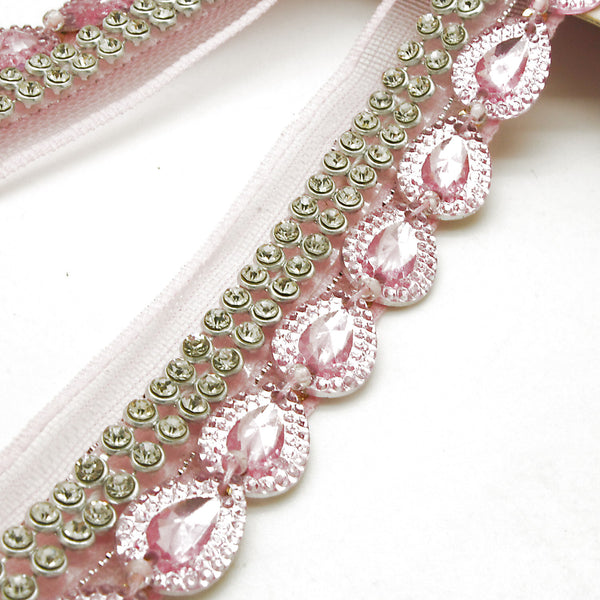 LIGHT PINK CRYSTAL RHINESTONE TRIM - sarahi.NYC