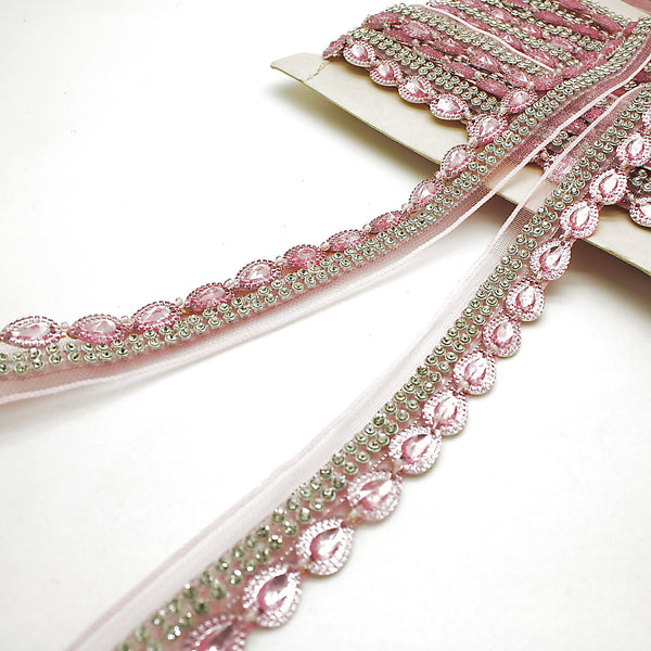 LIGHT PINK CRYSTAL RHINESTONE TRIM - sarahi.NYC