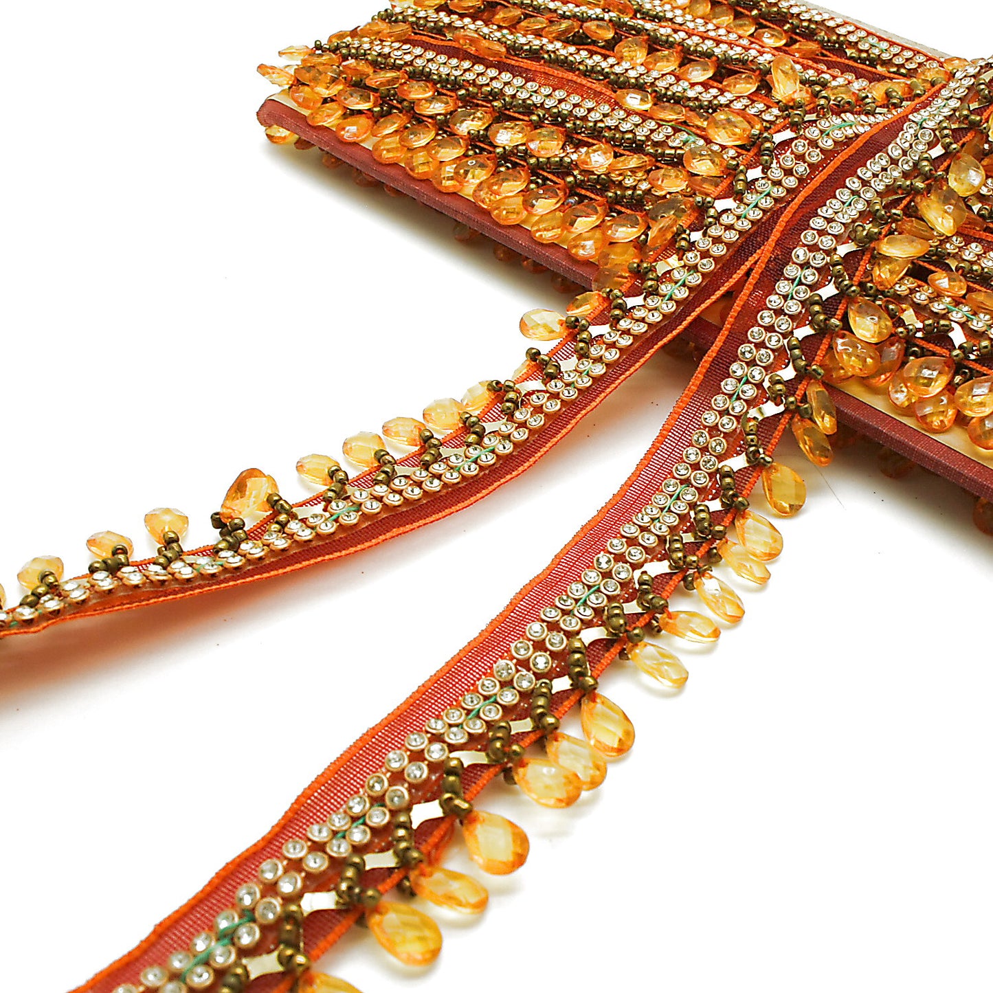 ORANGE BEADED FRINGE TRIM - sarahi.NYC