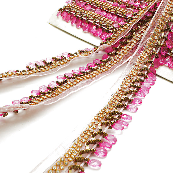 PINK BEADED FRINGE TRIM - sarahi.NYC