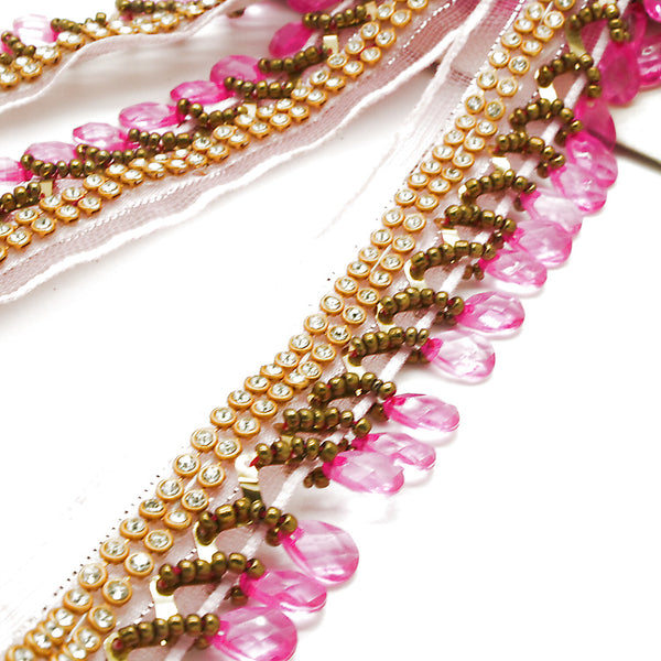 PINK BEADED FRINGE TRIM - sarahi.NYC