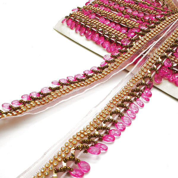 PINK BEADED FRINGE TRIM - sarahi.NYC