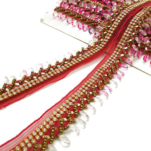 TWO TONED PINK BEADED FRINGE TRIM - sarahi.NYC