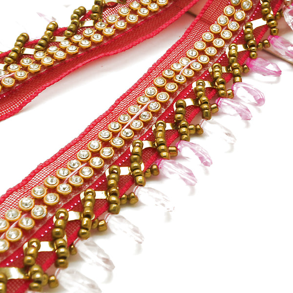 TWO TONED PINK BEADED FRINGE TRIM - sarahi.NYC