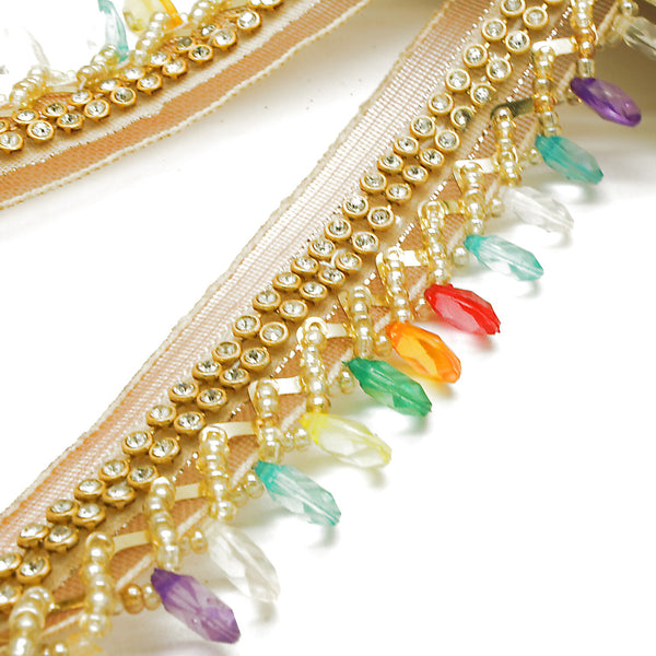 MULTICOLOR BEADED FRINGE TRIM - sarahi.NYC