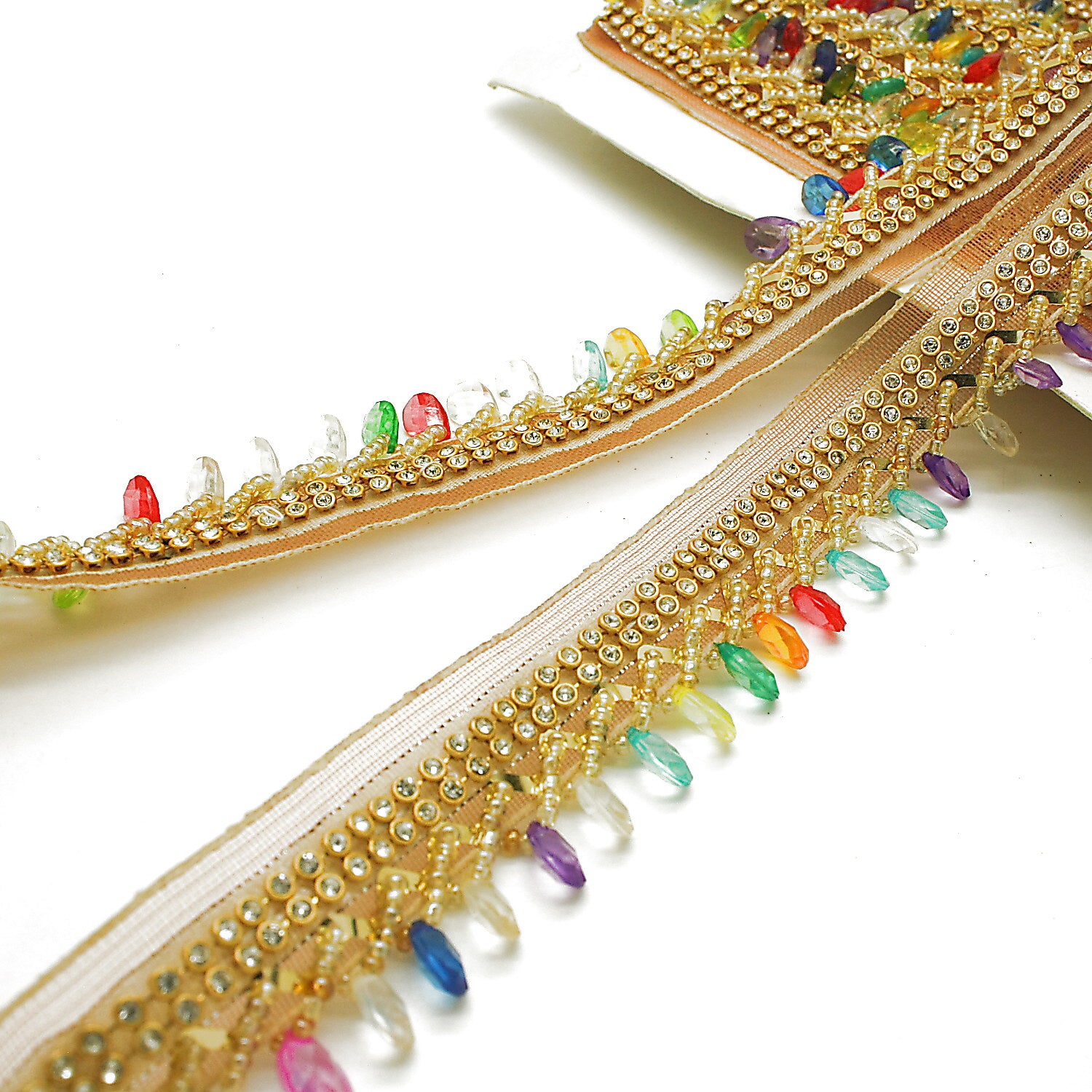 Multicolor Rhimestone Fringe MULTICOLOR BEADED FRINGE TRIM - sarahi.NYC – Sarahi.NYC