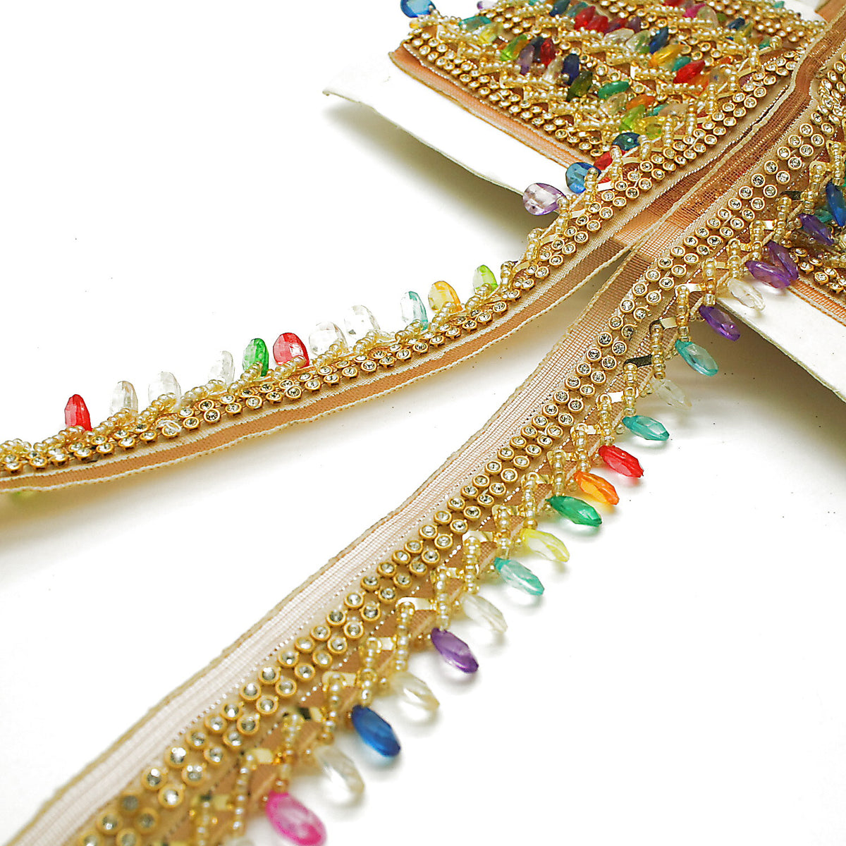 Multicolor Rhimestone Fringe MULTICOLOR BEADED FRINGE TRIM - sarahi.NYC – Sarahi.NYC