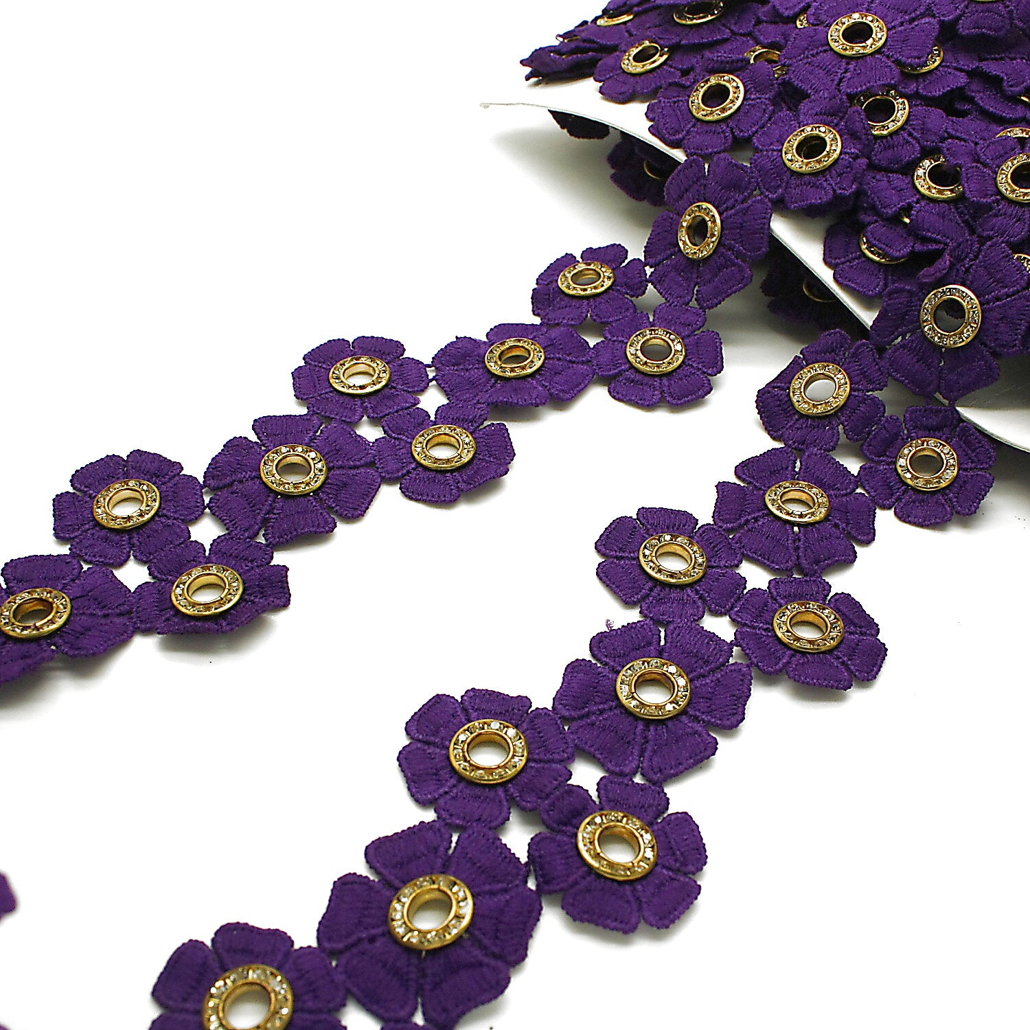 PURPLE GOLD FLOWER TRIM - sarahi.NYC