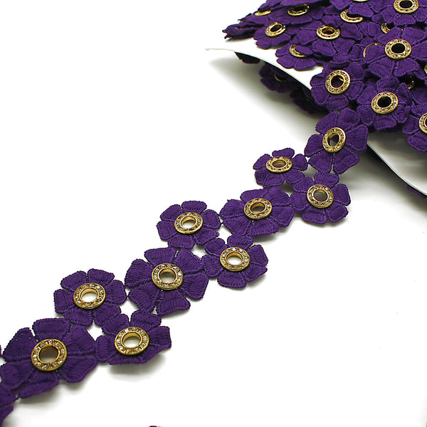 PURPLE GOLD FLOWER TRIM - sarahi.NYC