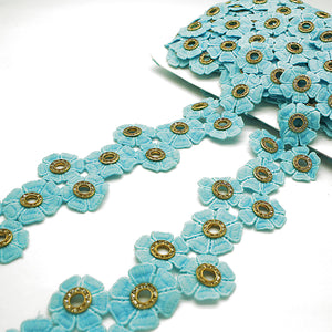 BLUE GOLD FLOWER TRIM - sarahi.NYC