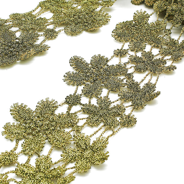 PEWTER GOLD LACE FLOWER TRIM - sarahi.NYC