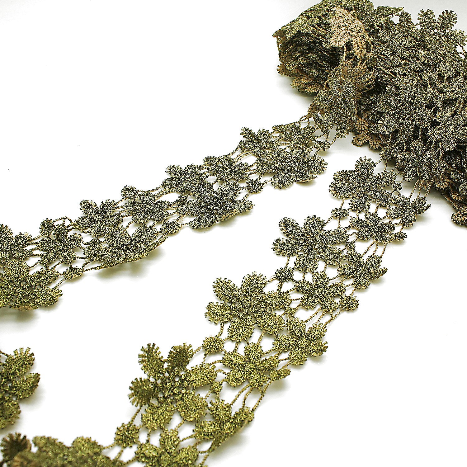 PEWTER GOLD LACE FLOWER TRIM - sarahi.NYC