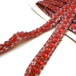 RED SILVER RHINESTONE TRIM - sarahi.NYC