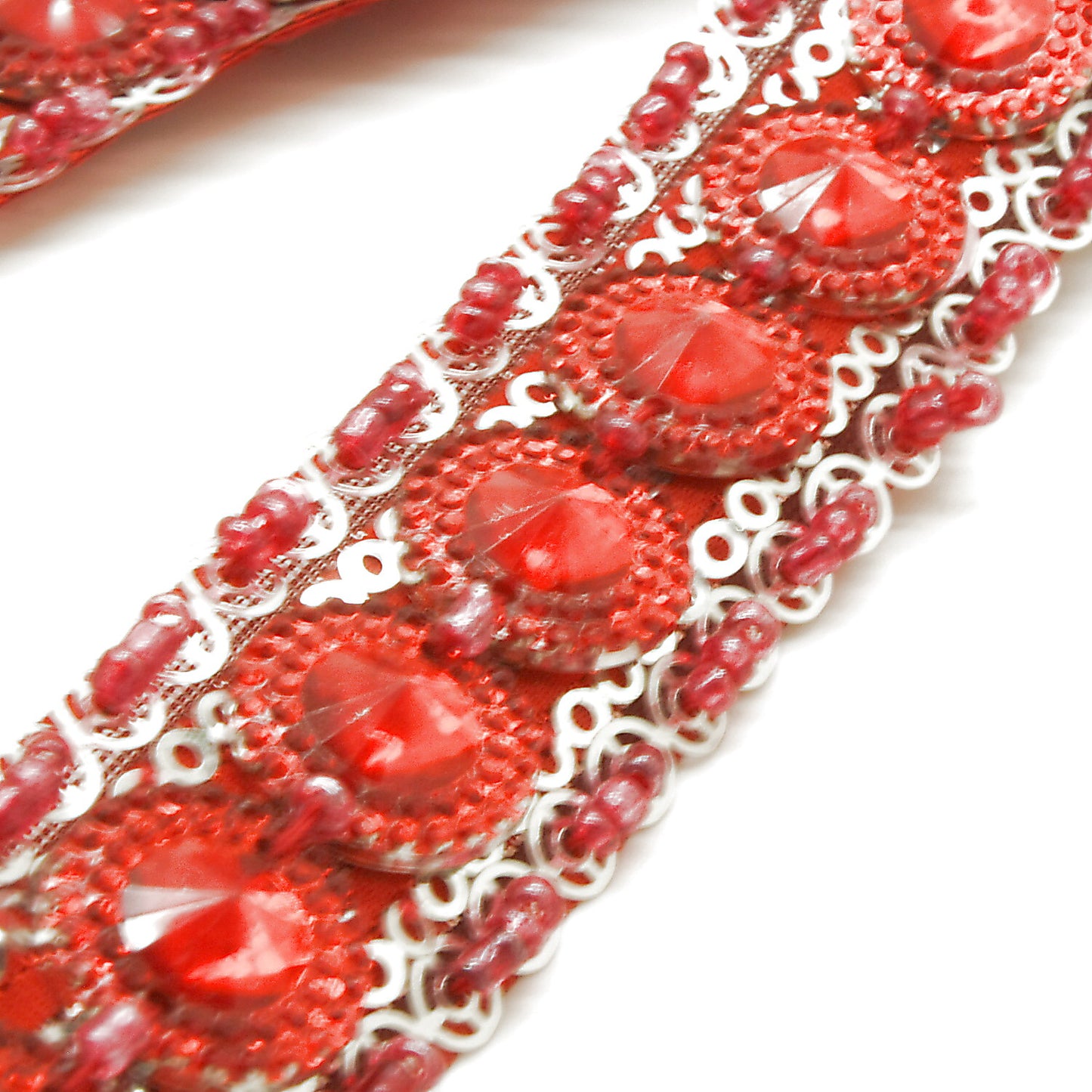 RED SILVER RHINESTONE TRIM - sarahi.NYC