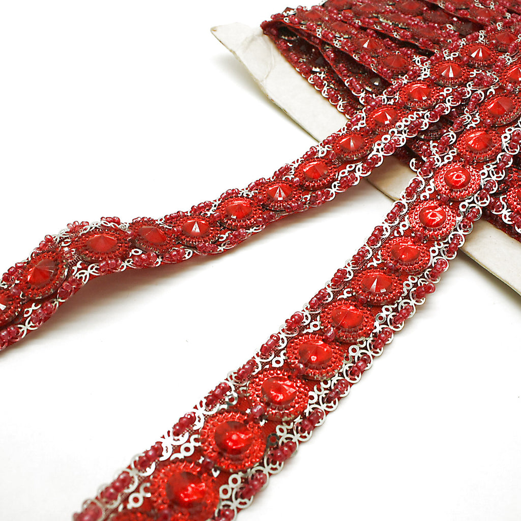 RED SILVER RHINESTONE TRIM - sarahi.NYC