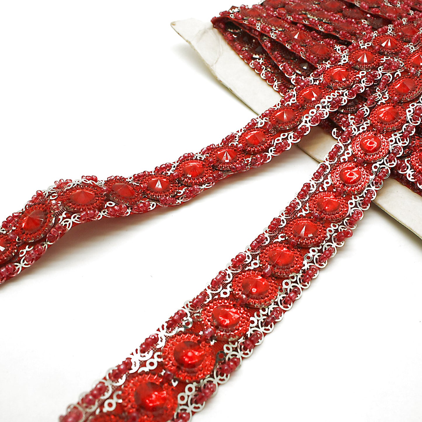 RED SILVER RHINESTONE TRIM - sarahi.NYC