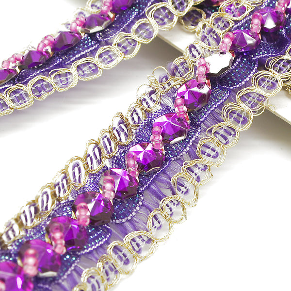 PURPLE GOLD RHINESTONE TRIM - sarahi.NYC