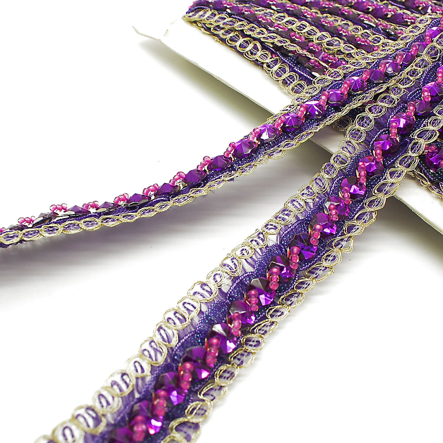 PURPLE GOLD RHINESTONE TRIM - sarahi.NYC